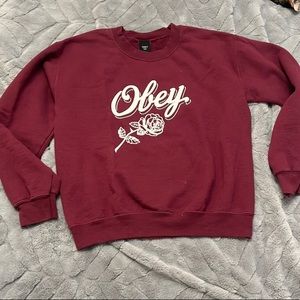 Obey sweater burgundy color